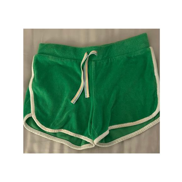 Lands End green terry Shorts 7/8 - Picture 1 of 2